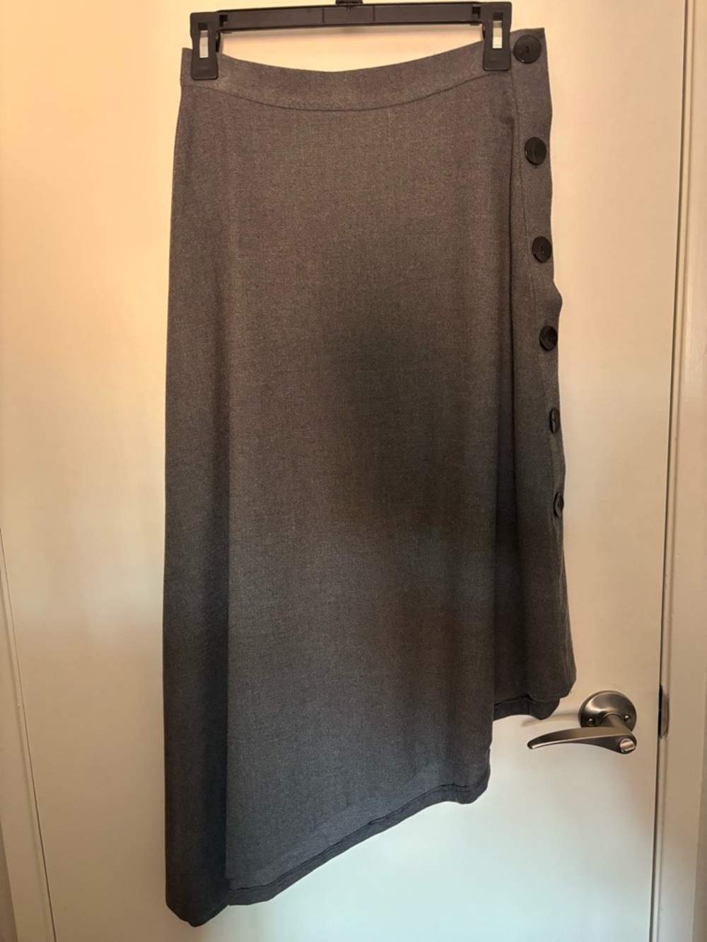Zara Asymmetric Button-Detail Gray Skirt, Small